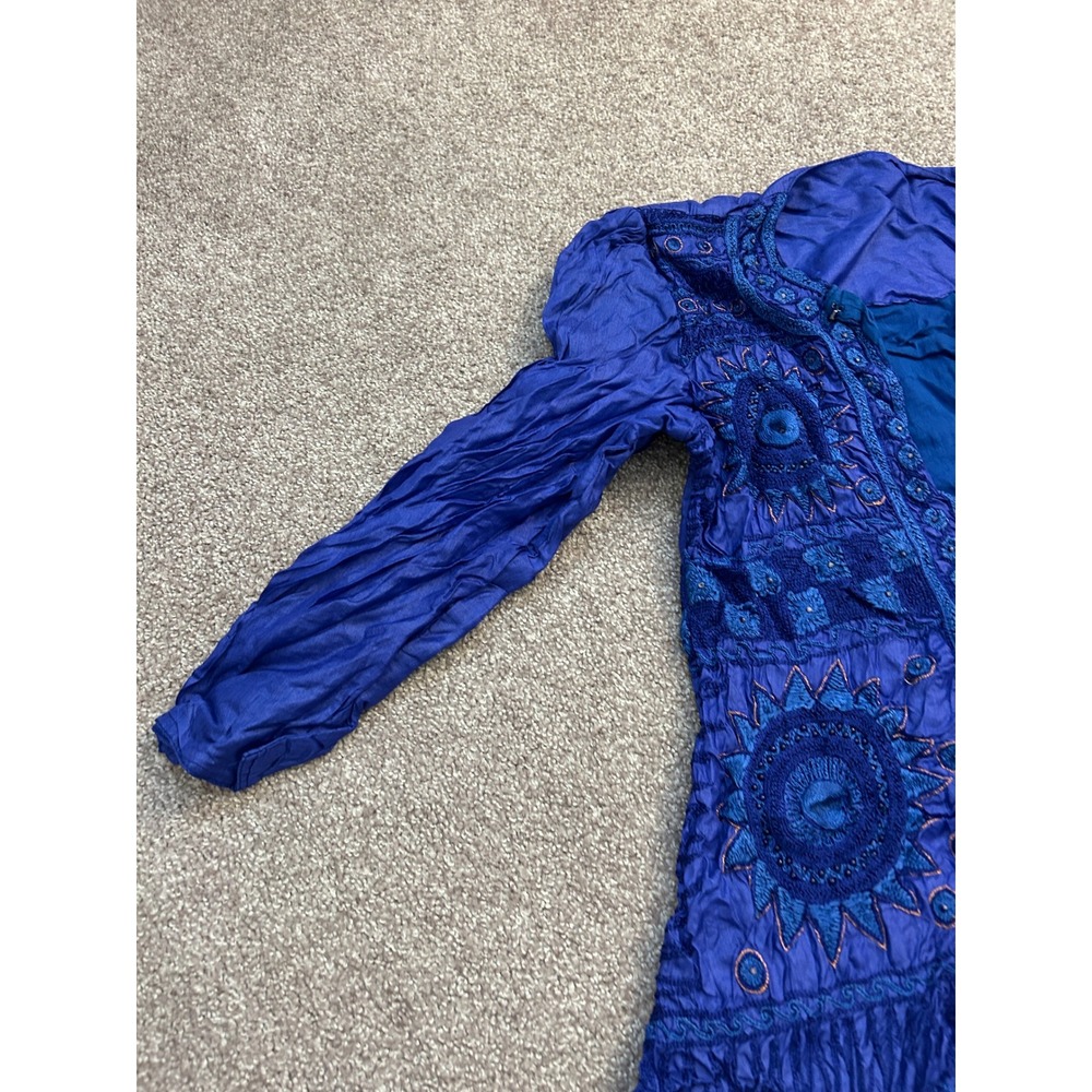 South Asian Kameez Long Kurti Tunic Women S Blue Excellent Embroidered - Picture 4 of 10